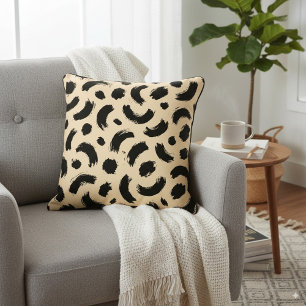 Coussin Points Leopard de pinceau Abstrait beige et noir m