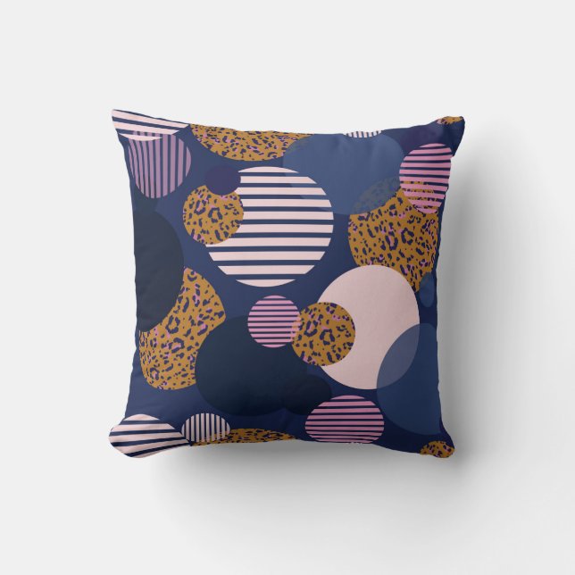 Coussin Points léopard : Élégance Bleu Foncé. (Recto)