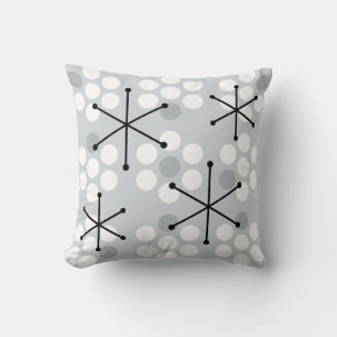 Coussin Points MCM du milieu du siècle rétro Argent