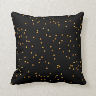 Coussin Points métalliques de confettis de noir et d'or