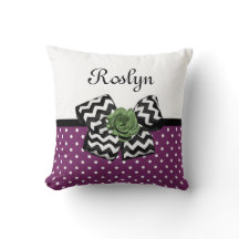 Points mignons pourpres Rose vert Chevron Bow avec