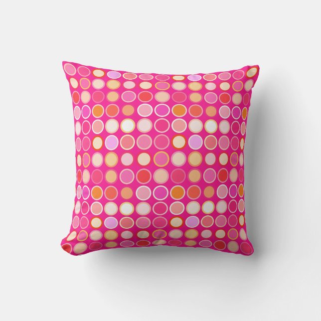Coussin Points modernes du milieu du siècle - rose profond (Recto)