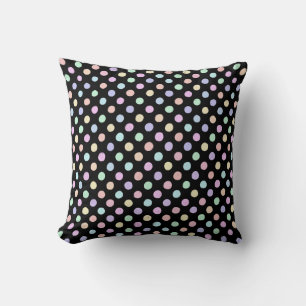 Coussin Points multicolores sur noir