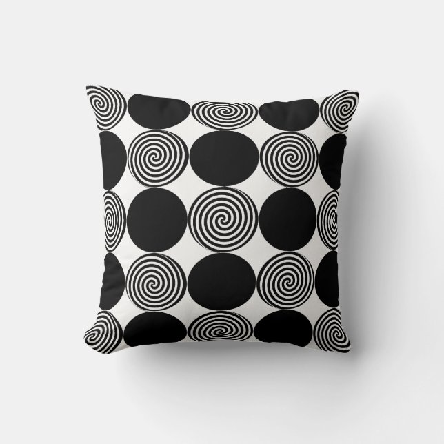 Coussin Points noirs et persiennes sur blanc (Recto)