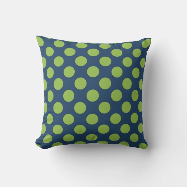 Coussin Points noirs verts sur fond bleu marine (Recto)