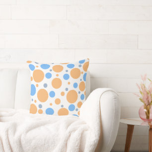 Coussin Points orange bleu gris