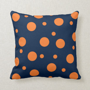 Coussin Points orange bleu marine Abstraits