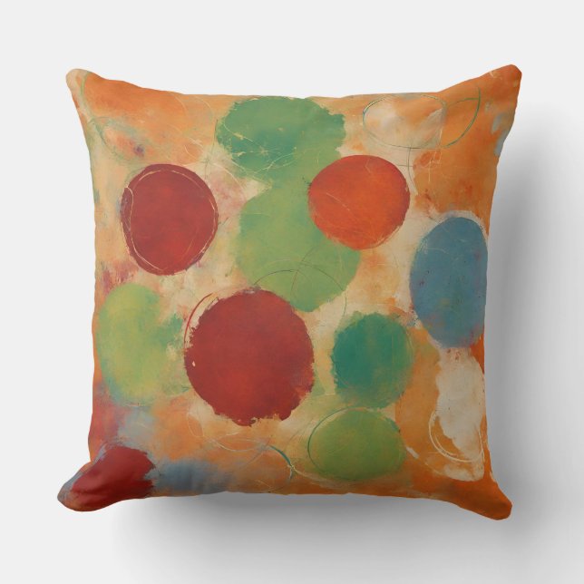 Coussin Points orange rouge vert vif (Recto)