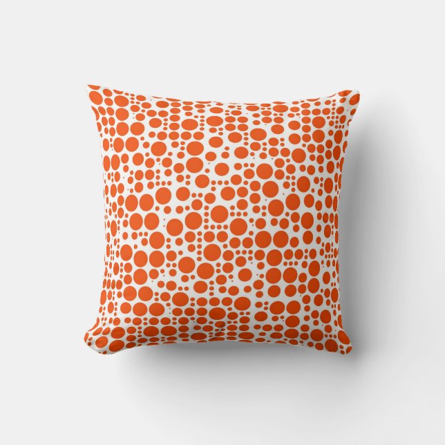 Coussin Points orange sur fond blanc (Recto)