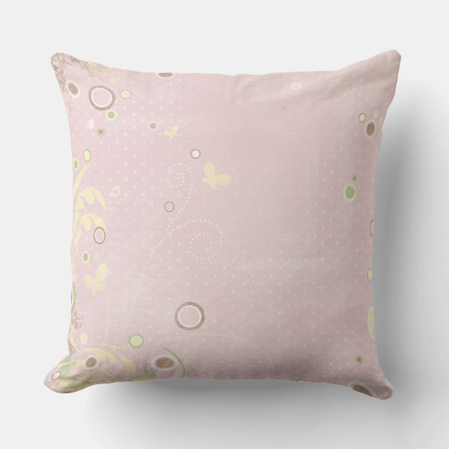 Coussin Points Papillon rose doux Lancer l'oreiller (Recto)