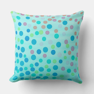 Coussin Points pastel multicolores sur bleu