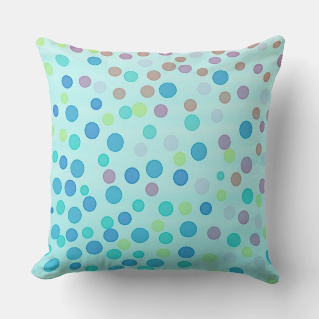 Coussin Points pastel multicolores sur bleu (Recto)