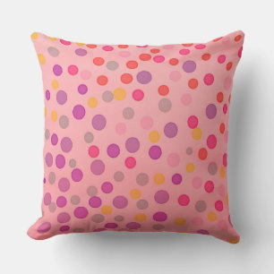Coussin Points pastel multicolores sur rose
