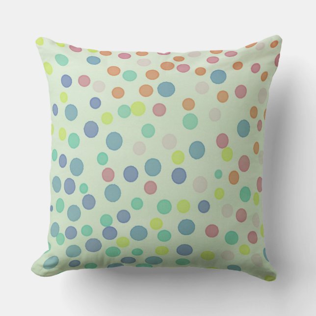 Coussin Points pastel multicolores sur vert pastel (Recto)