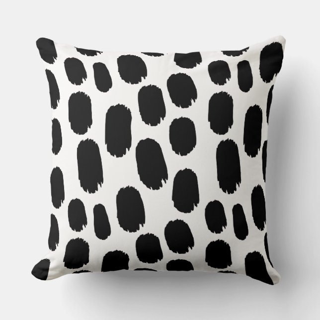 Coussin Points peints en gras - Noir sur Blanc (Recto)