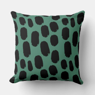 Coussin Points peints en gras - Noir sur Vert 46866f