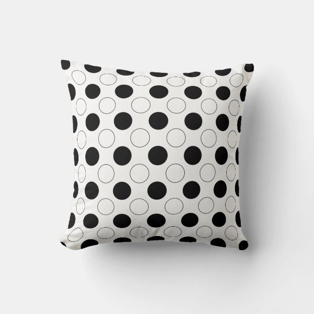 Coussin Points Polka Des balles à motif noir et blanc  (Recto)