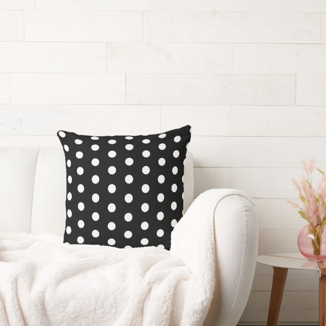 Coussin Points Polka Perky Noir Blanc (Canapé)