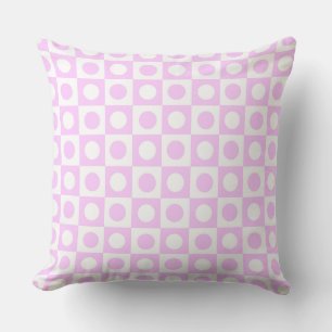 Coussin Points rose Pastel et Motif Carré