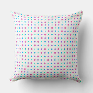 Coussin points roses bleus et violets