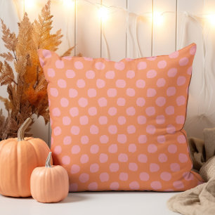 Coussin Points roses modernes sur orange