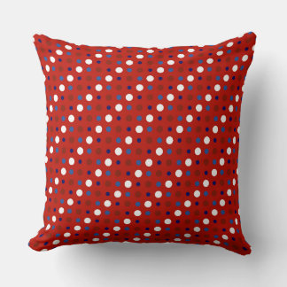 Coussin Points rouges blancs et bleus