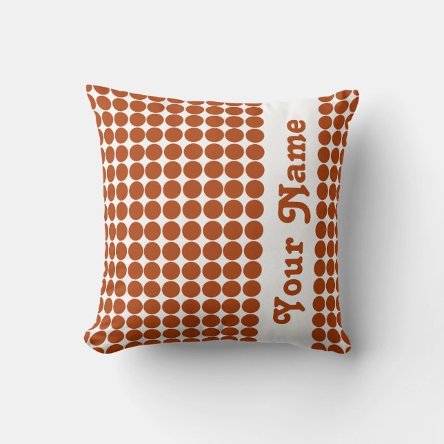 Coussin Points rouges de safari de rouille avec le texte (Recto)