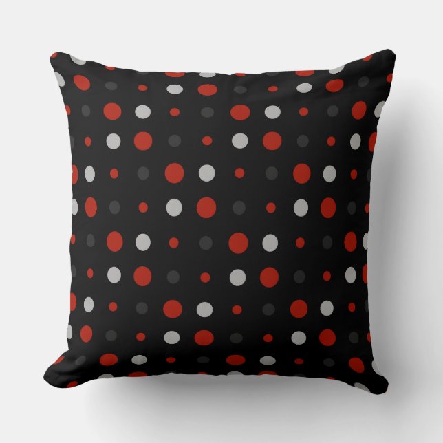 Coussin points rouges, noirs, gris et blancs (Recto)