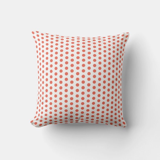 Coussin Points rouges orange sur fond blanc Personnalisabl (Recto)