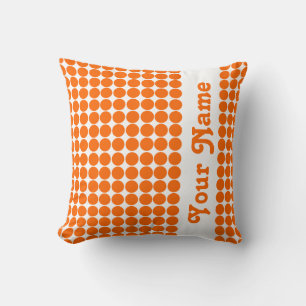 Coussin Points Safari Tangerine avec texte personnalisé