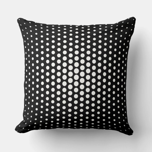 Coussin Points Techno blancs Noir moderne (Recto)