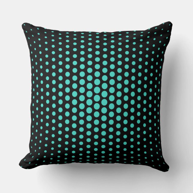 Coussin Points Turquoise Techno Noir moderne (Recto)