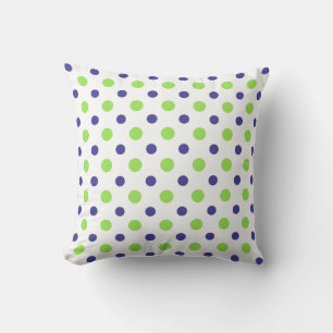 Coussin points violets et verts