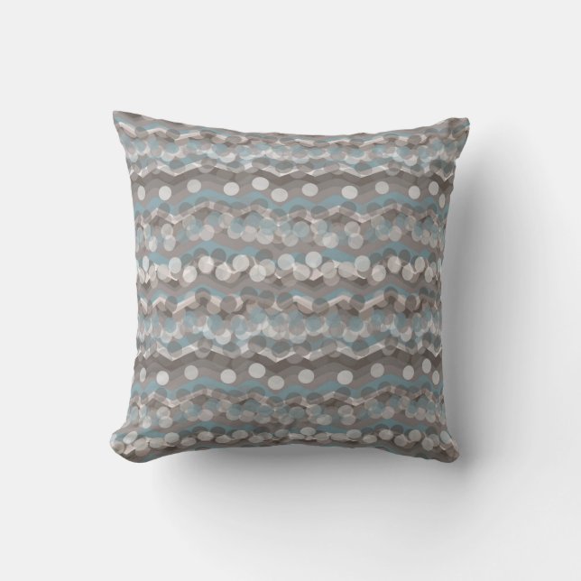 Coussin Points ZigZag Brown gris bleu (Recto)