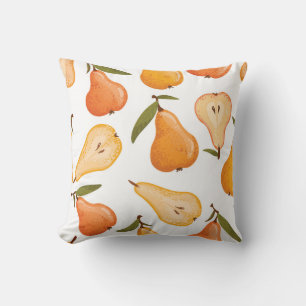 Coussin Poires jaunes : Arrière - plan blanc sans couture.