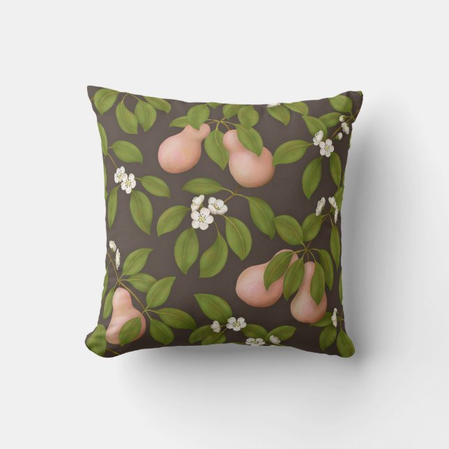 Coussin Poires roses (marron foncé) (Recto)