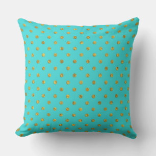 Coussin Pois à huile métallique or Turquoise Aqua Modern