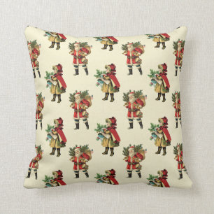 Coussin Pois beige rouge du père noël de Noël vintage