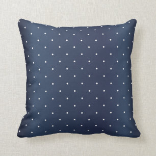 Coussin Pois blanc bleu-foncé et minuscule d'ardoise