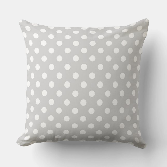 Coussin Pois blancs classiques sur un arrière - plan gris  (Recto)