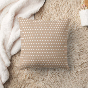 Coussin Pois Blancs Design Sur Beige Classique