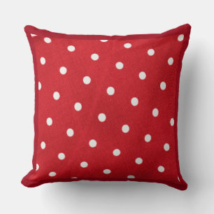 Coussin Pois blancs sur Arrière - plan rouge
