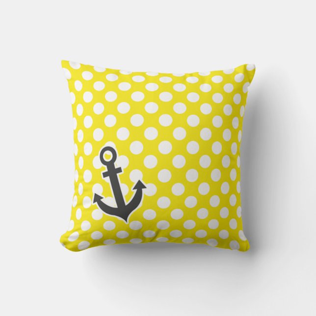 Coussin Pois canaris jaunes; Ancre (Recto)