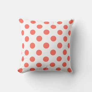 Coussin Pois de corail vivant sur blanc