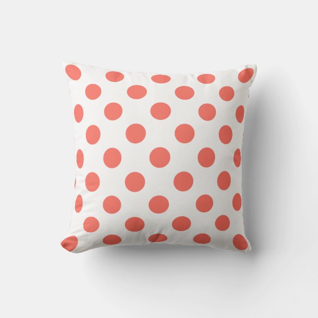 Coussin Pois de corail vivant sur blanc (Recto)