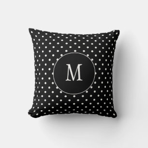 Coussin Pois de monogrammes noirs et blancs