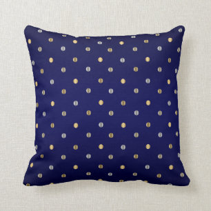 Coussin Pois d'or et d'argent sur le bleu marine