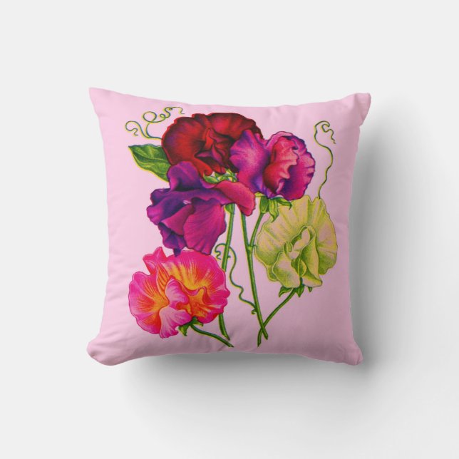 Coussin pois doux en violet et rose (Recto)