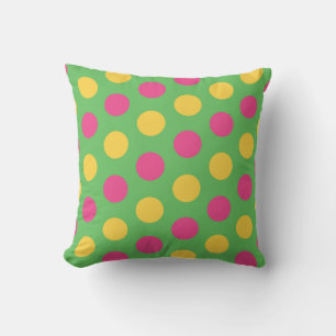Coussin Pois en Lime Green Hot rose et jaune