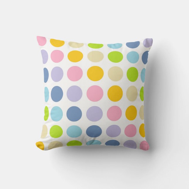 Coussin Pois en pastel d'arc-en-ciel (Recto)